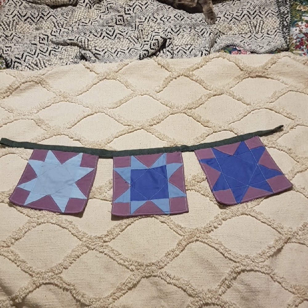 Mountain Valley Wall Hanging Banner | Sawtooth Star (Lupine & Aster) Purple Blue